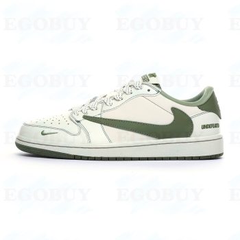 乔丹 AJ1 UN联名——米白绿勾 Travis Scott x Fragment Design x Jordan Air Jordan 1 Low OG SP