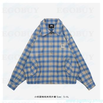 Stussy/斯图西 25Fw 小标蓝格纹夹克外套