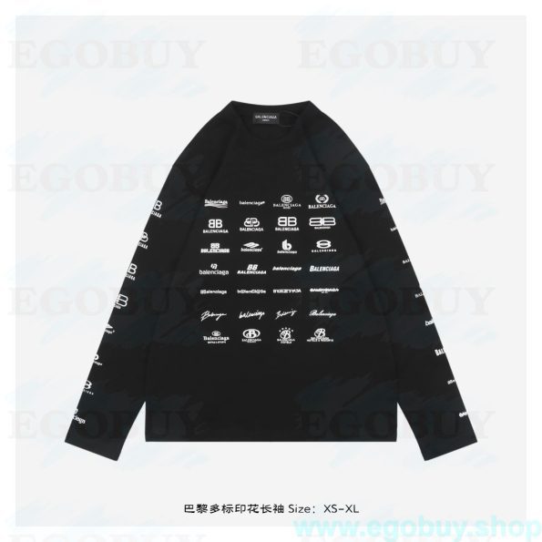 Balenciaga/巴黎世家 25Fw 巴黎多标印花长袖