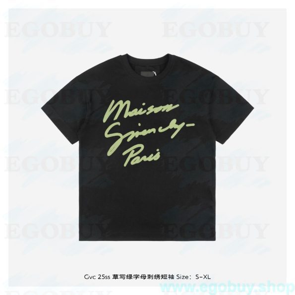 Givenchy/纪梵希 25ss 草写绿字母刺绣短袖