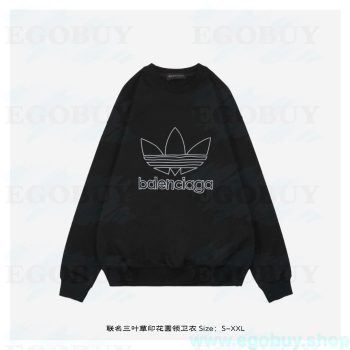 Balenciaga/巴黎世家 adidas/阿迪达斯 24Fw 联名三叶草印花圆领卫衣