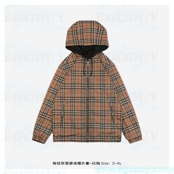 Burberry/博柏利 21Fw 格纹双面穿连帽外套-拉链
