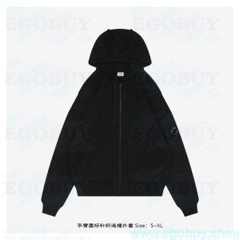 C.P 手臂圆标针织连帽外套